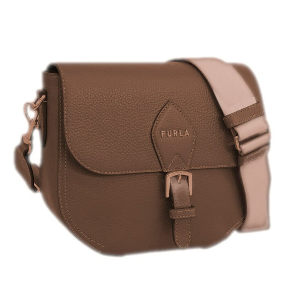Furla Urania Pebbled Leather Crossbody Bag Cognac EUX - Picture 8 of 8
